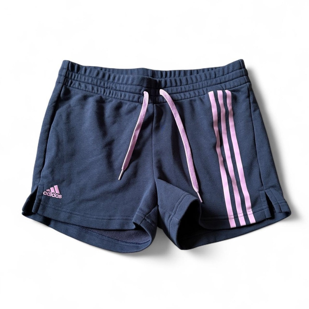 Adidas navy blue shorts with pink stripe size Medium